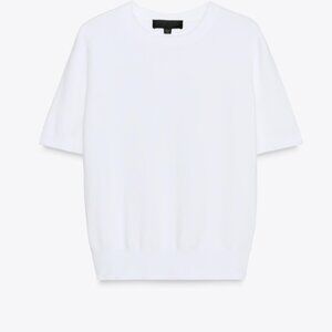Zara White Short Sleeve Sweater